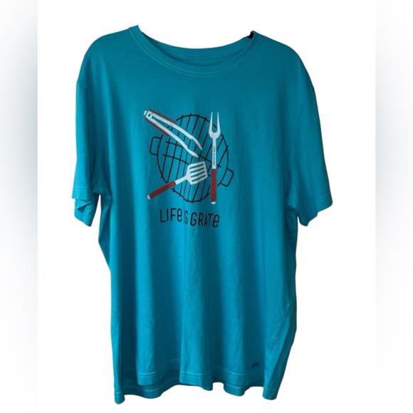 NWT Life is Good Men’s XL Crusher Tee “Life’s Grate” BBQ Grill Graphic T-Shirt - Picture 1 of 5